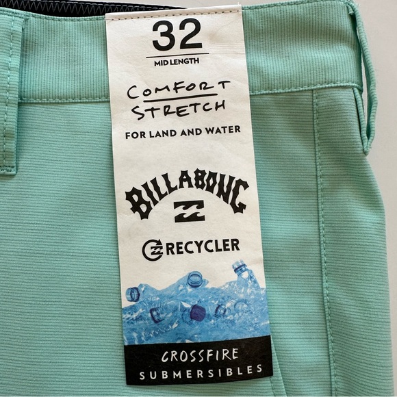Billabong Crossfire Slub Mid Submersible 19" Shorts Minty NWT Men’s Size 32 - Picture 10 of 13